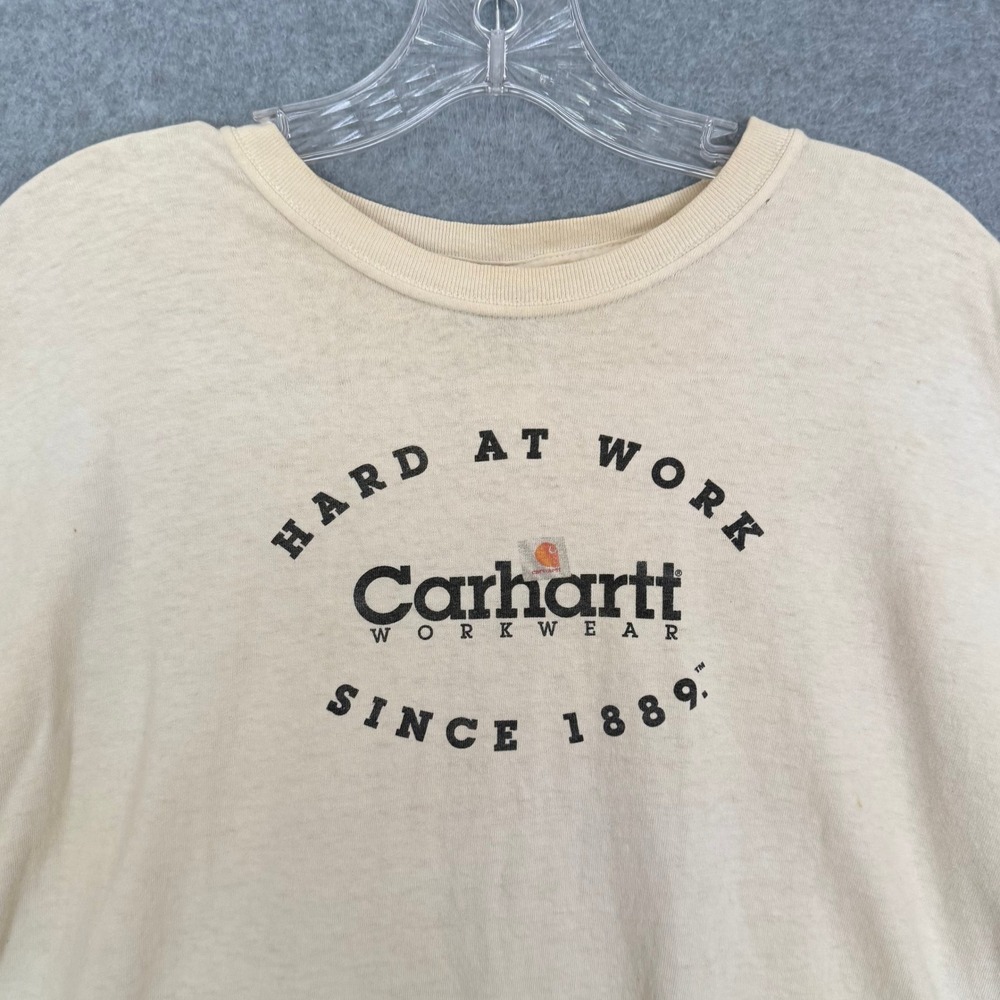 Carhartt T-Shirt Mens XL Cream Hard At Work Graphic Short Sleeve Crewneck